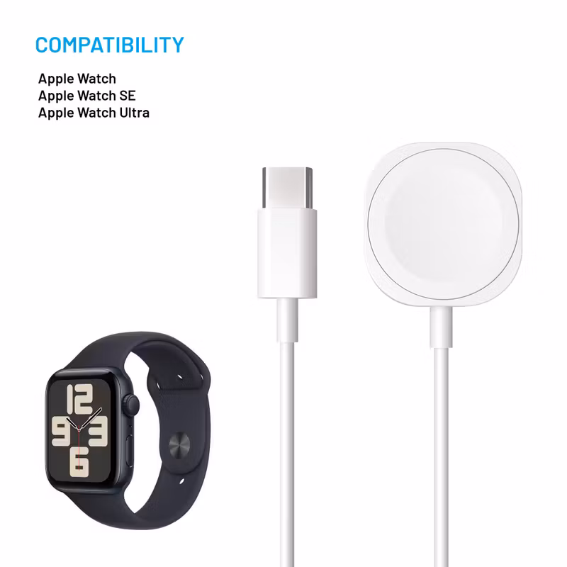 FIXED USB-C Laddkabel för Apple Watch Vit