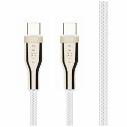 FIXED METAL 100W USB-C/C flätad kabel 1.2m Vit