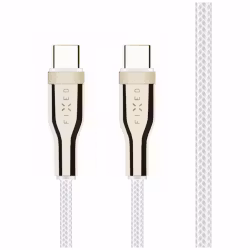 FIXED METAL 100W USB-C/C flätad kabel 1.2m Vit