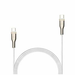 FIXED METAL 100W USB-C/C flätad kabel 1.2m Vit
