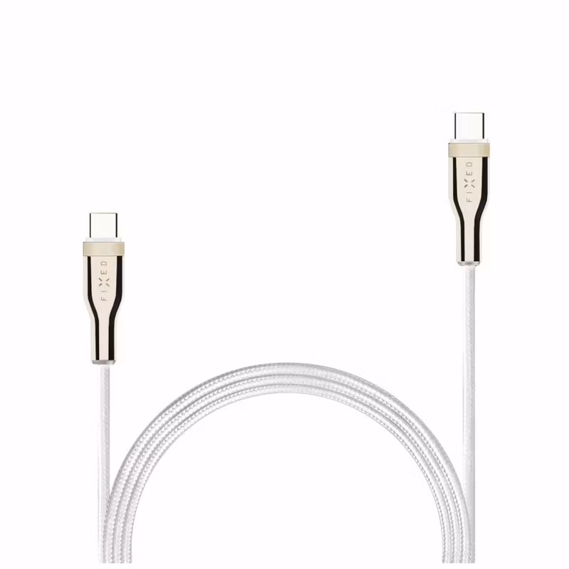 FIXED METAL 100W USB-C/C flätad kabel 1.2m Vit