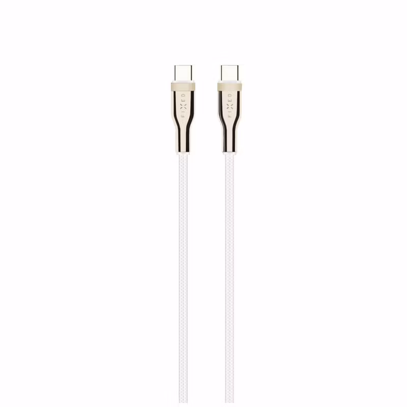 FIXED METAL 100W USB-C/C flätad kabel 1.2m Vit