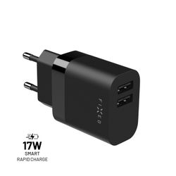 FIXED Hemladdare 2xUSB-A 17W Black