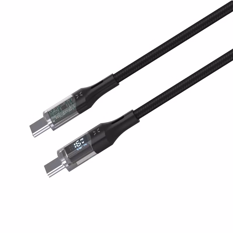 FIXED LED Laddningsdisplay USB-C/C 100W kabel 2m Svart
