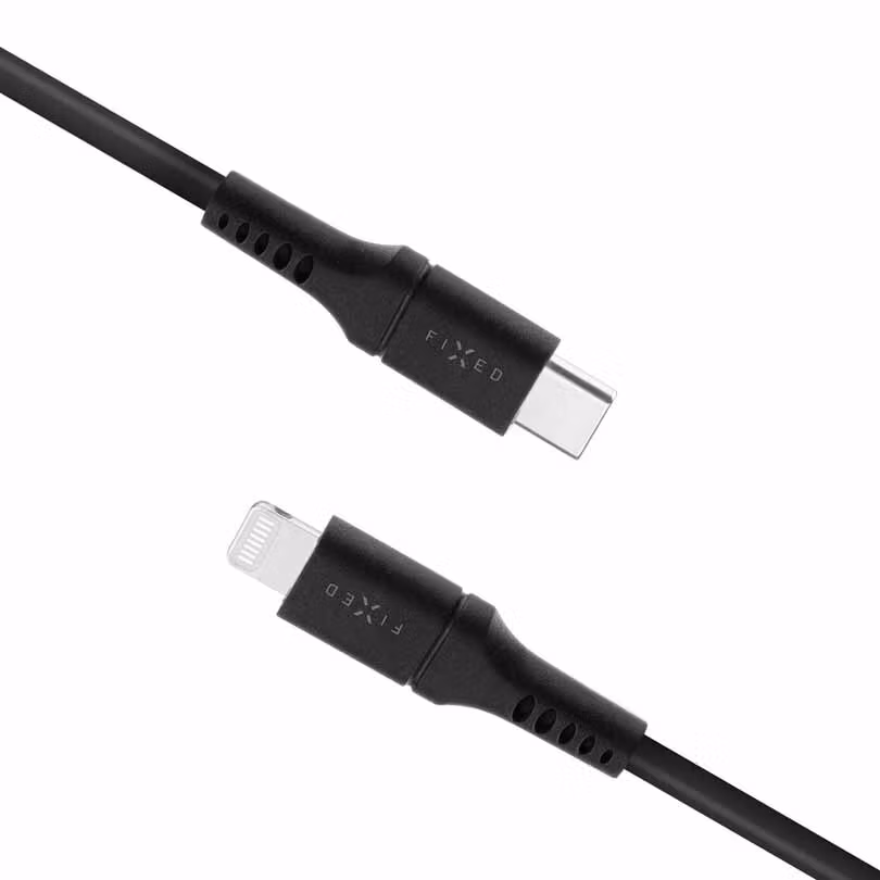 FIXED LIQUID silikonkabel USB-C/Lightning 1.2m Svart