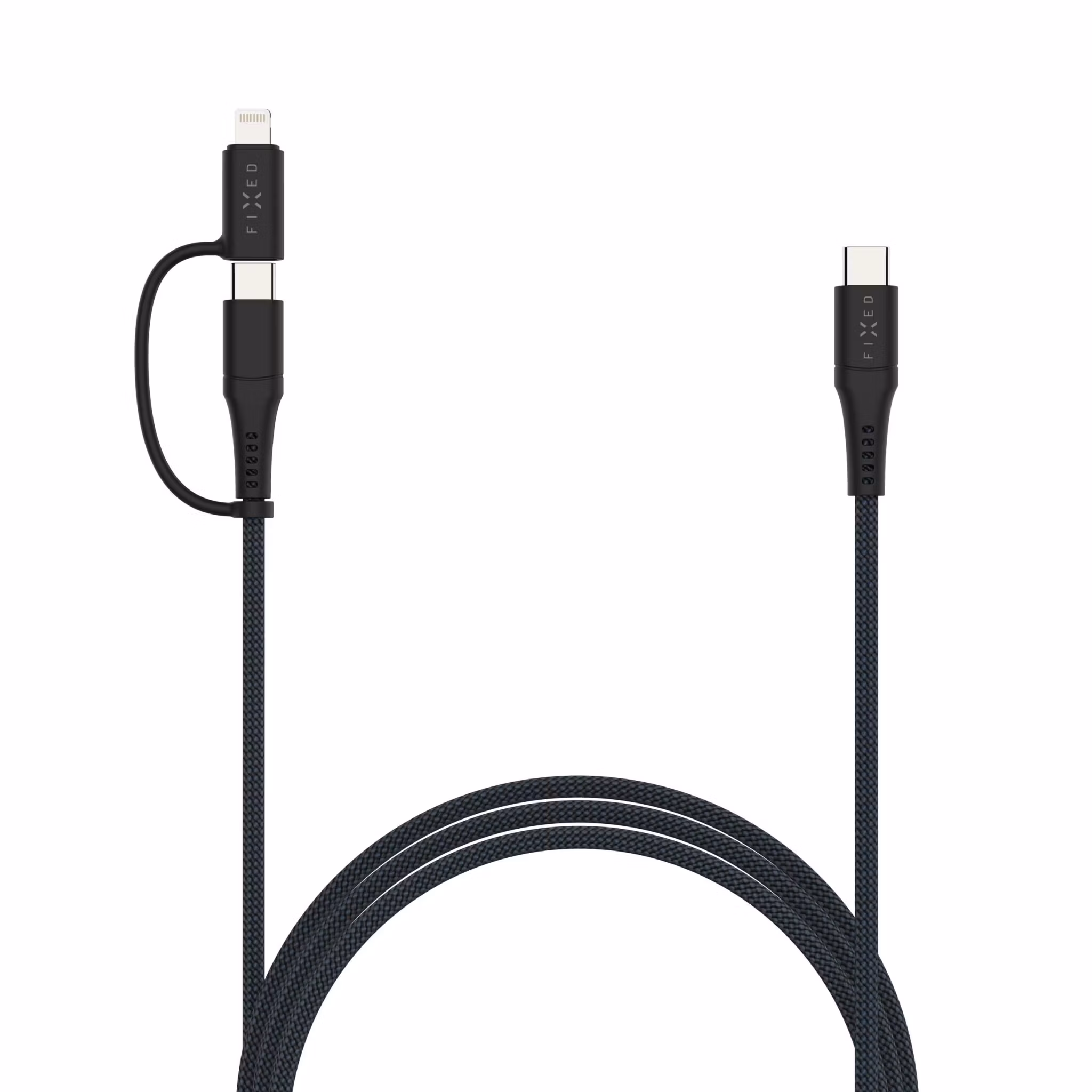FIXED 2in1 Combo 60W USB-C/Lightning kabel 1.2m Svart