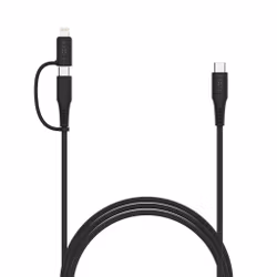 FIXED 2in1 Combo 60W USB-C/Lightning kabel 1.2m Svart