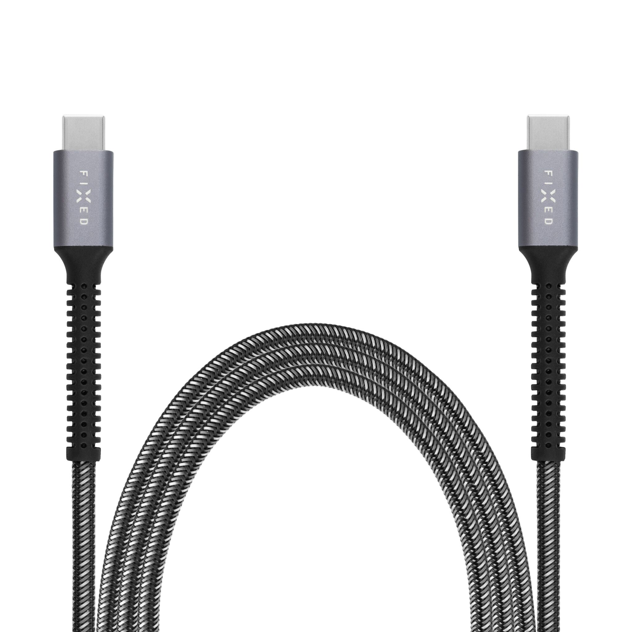 FIXED ARMOR 240W USB-C/C flätad kabel 2m Grå