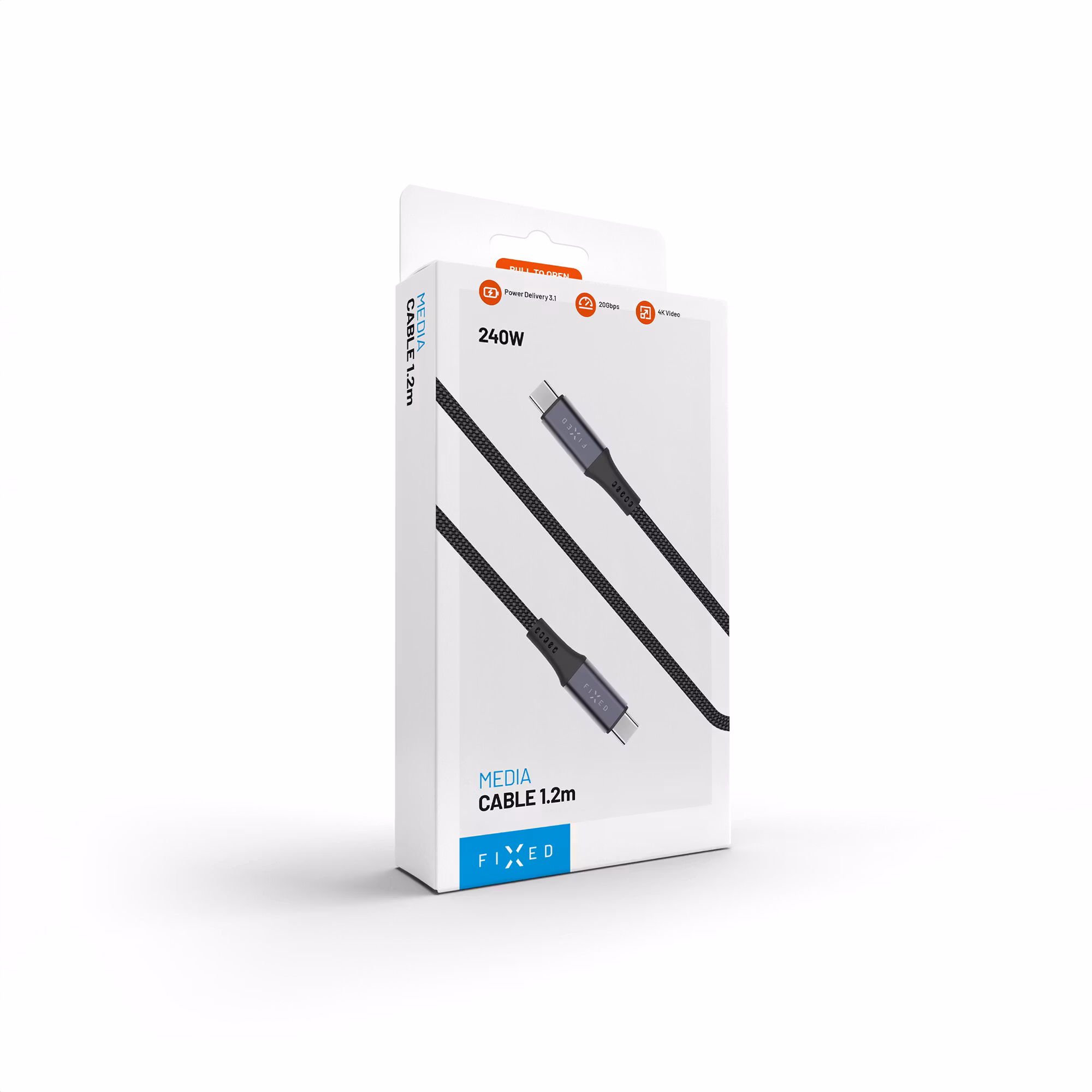 FIXED ARMOR USB 4.0 240W USB-C/C 20Gpbs kabel 1.2m Grå
