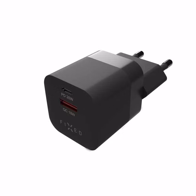 FIXED Snabb Mini Hemladdare 20W USB-C PD/USB-A Svart