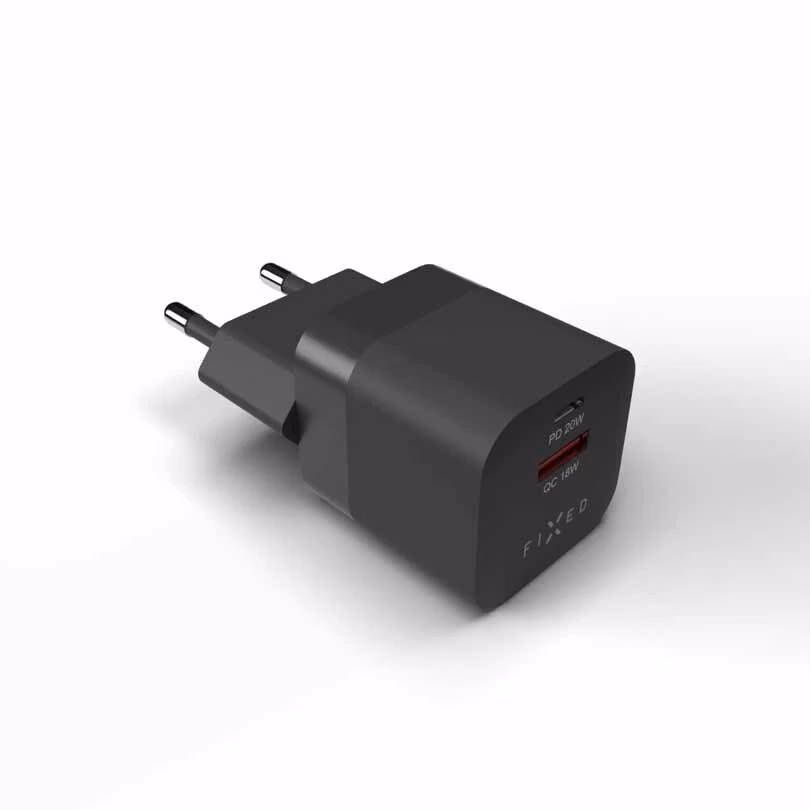 FIXED Snabb Mini Hemladdare 20W USB-C PD/USB-A Svart