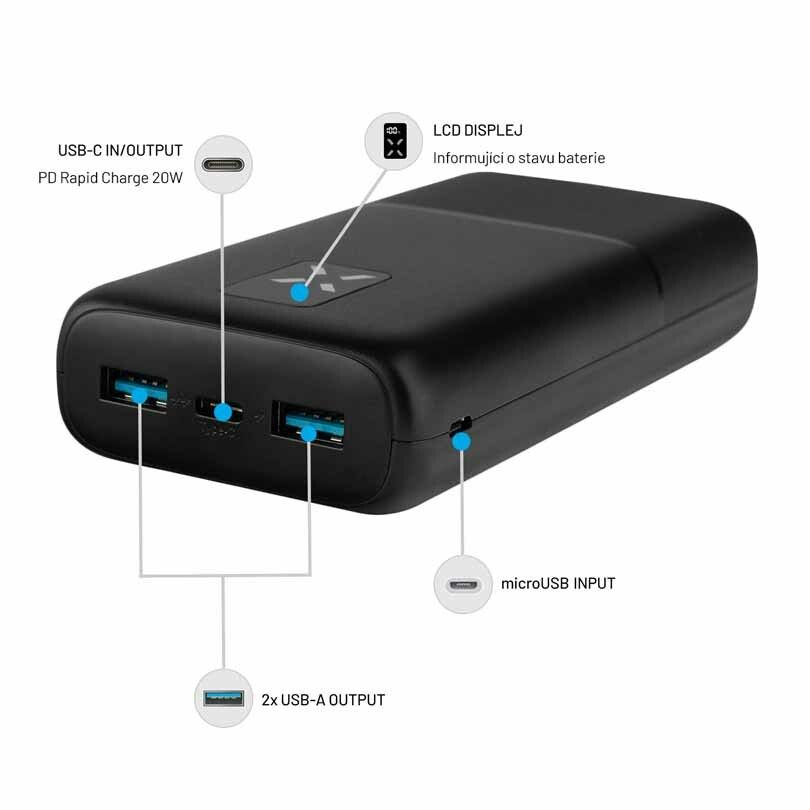 FIXED Zen USB-C PD 20W Power Bank 20.000 mAh Svart