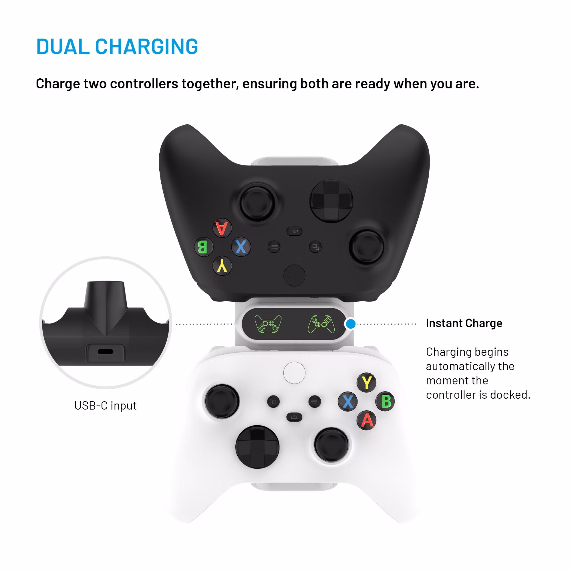 FIXED FIXED Dock för Xbox One, S/X, Elite kontroller Vit