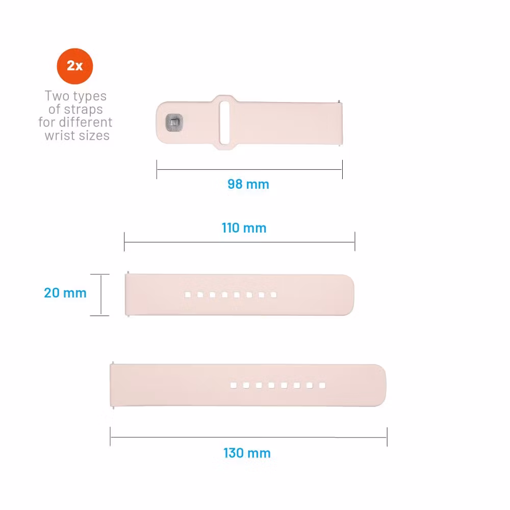 FIXED Silikonrem för Smartwatch Universal 20 mm Rosa