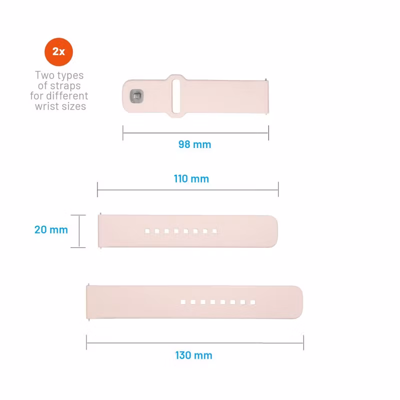 FIXED Silikonrem för Smartwatch Universal 20 mm Rosa
