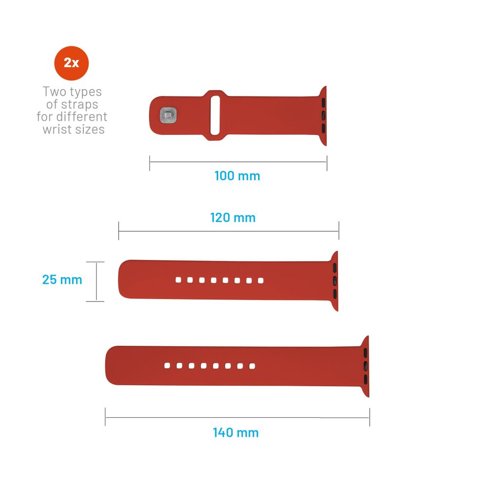 FIXED Silikonrem SET för Apple Watch Ultra-2/49mm Röd
