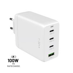 FIXED Supersnabb GaN Hemladdare 100W 3xUSB-C+USB-A Vit