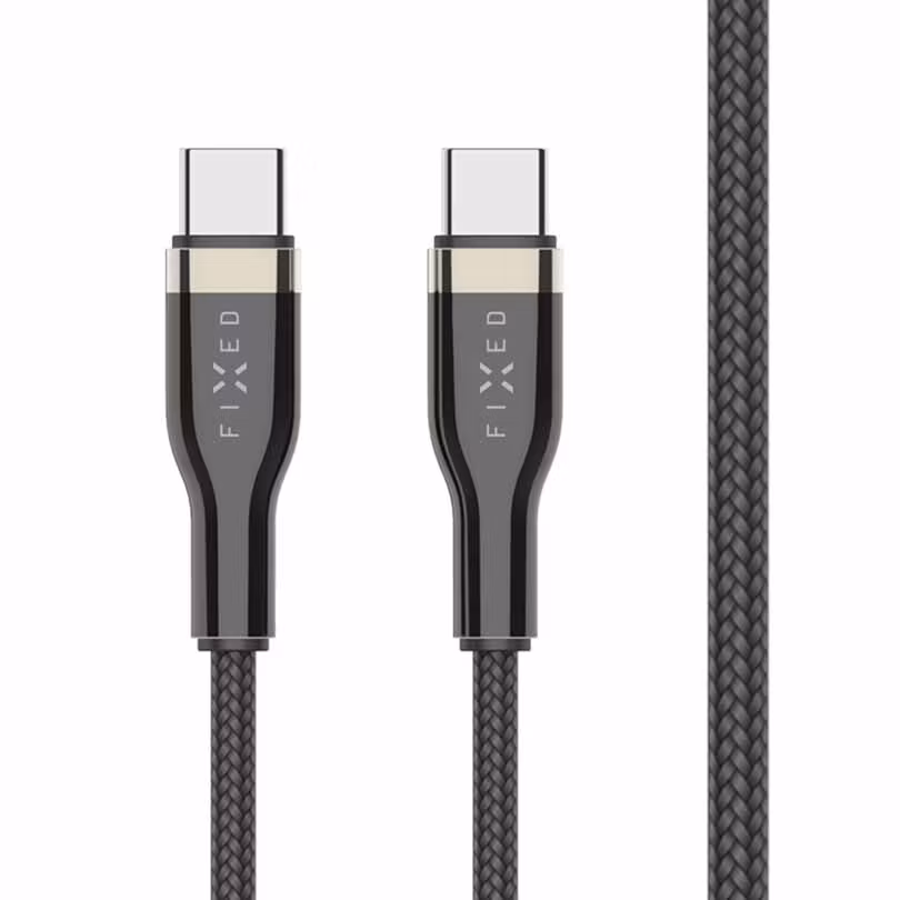 FIXED METAL 100W USB-C/C flätad kabel 1.2m Svart
