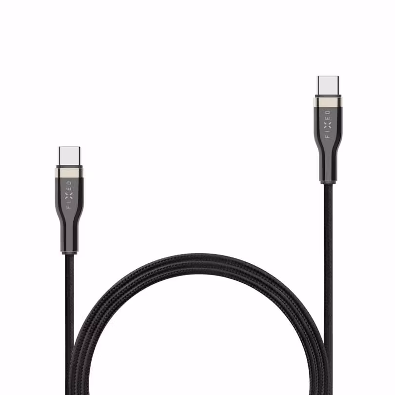 FIXED METAL 100W USB-C/C flätad kabel 1.2m Svart