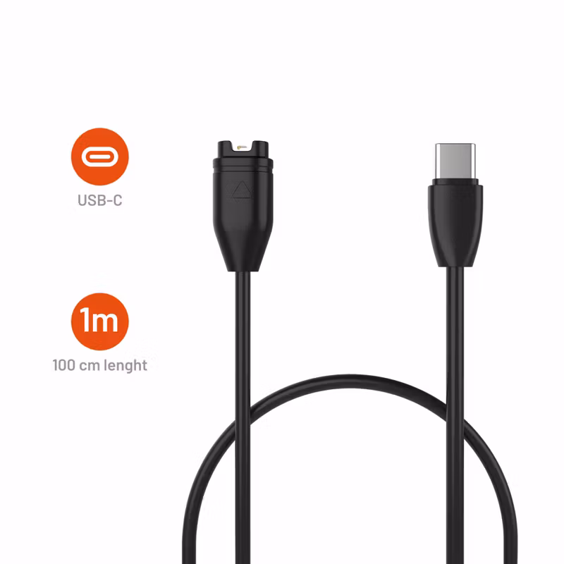 FIXED USB-C Laddningskabel för Garmin Smartwatch Svart