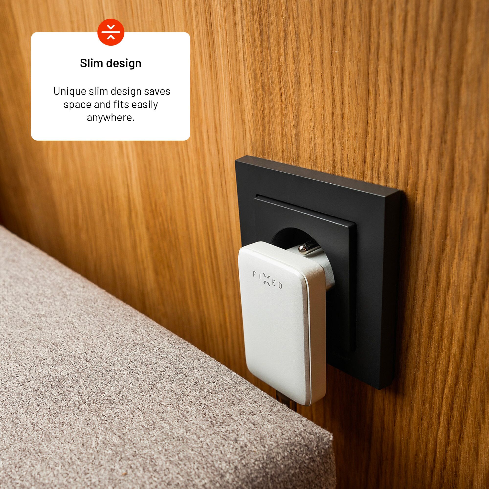 FIXED Slim GaN 90 Super Snabb 1x USB-C laddare 30W Vit