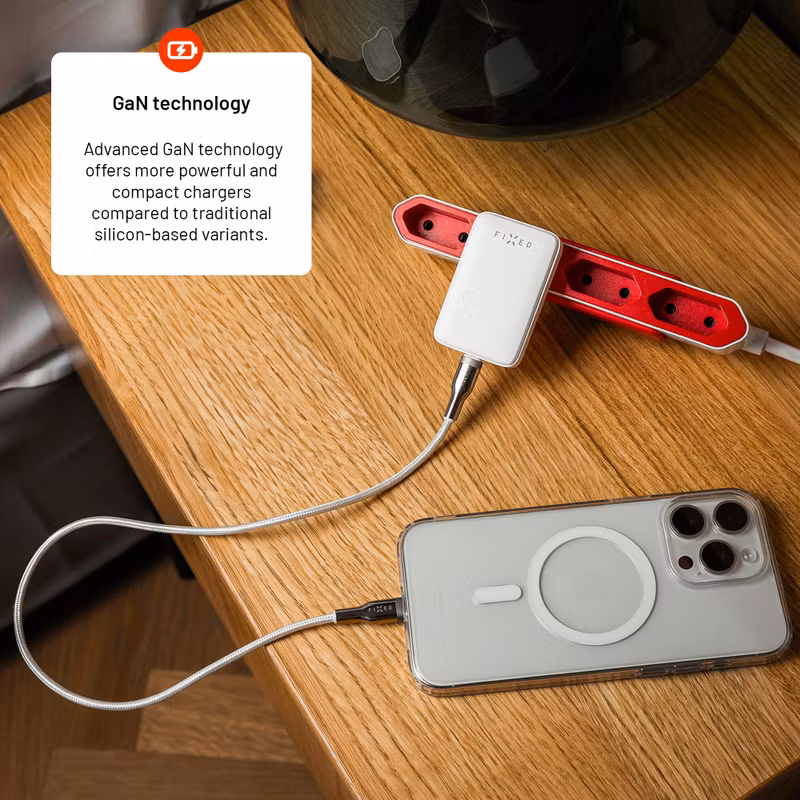 FIXED Slim GaN 90 Super Snabb 1x USB-C laddare 30W Vit