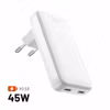 FIXED Slim GaN 90 Super Snabb 2x USB-C laddare 45W Vit
