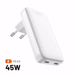 FIXED Slim GaN 90 Super Snabb 2x USB-C laddare 45W Vit