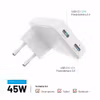 FIXED Slim GaN 90 Super Snabb 2x USB-C laddare 45W Vit