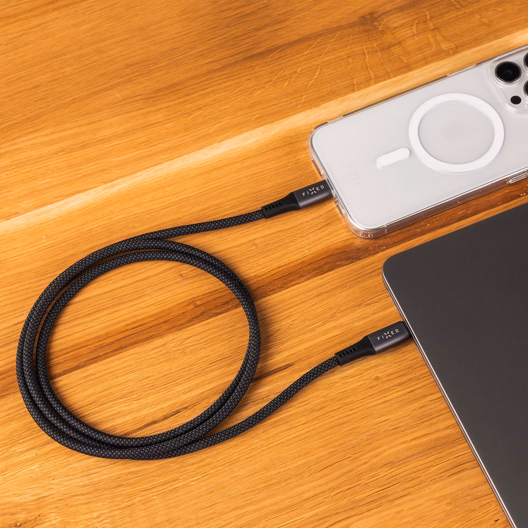 FIXED ARMOR USB 4.0 240W USB-C/C 20Gpbs kabel 2m Grå