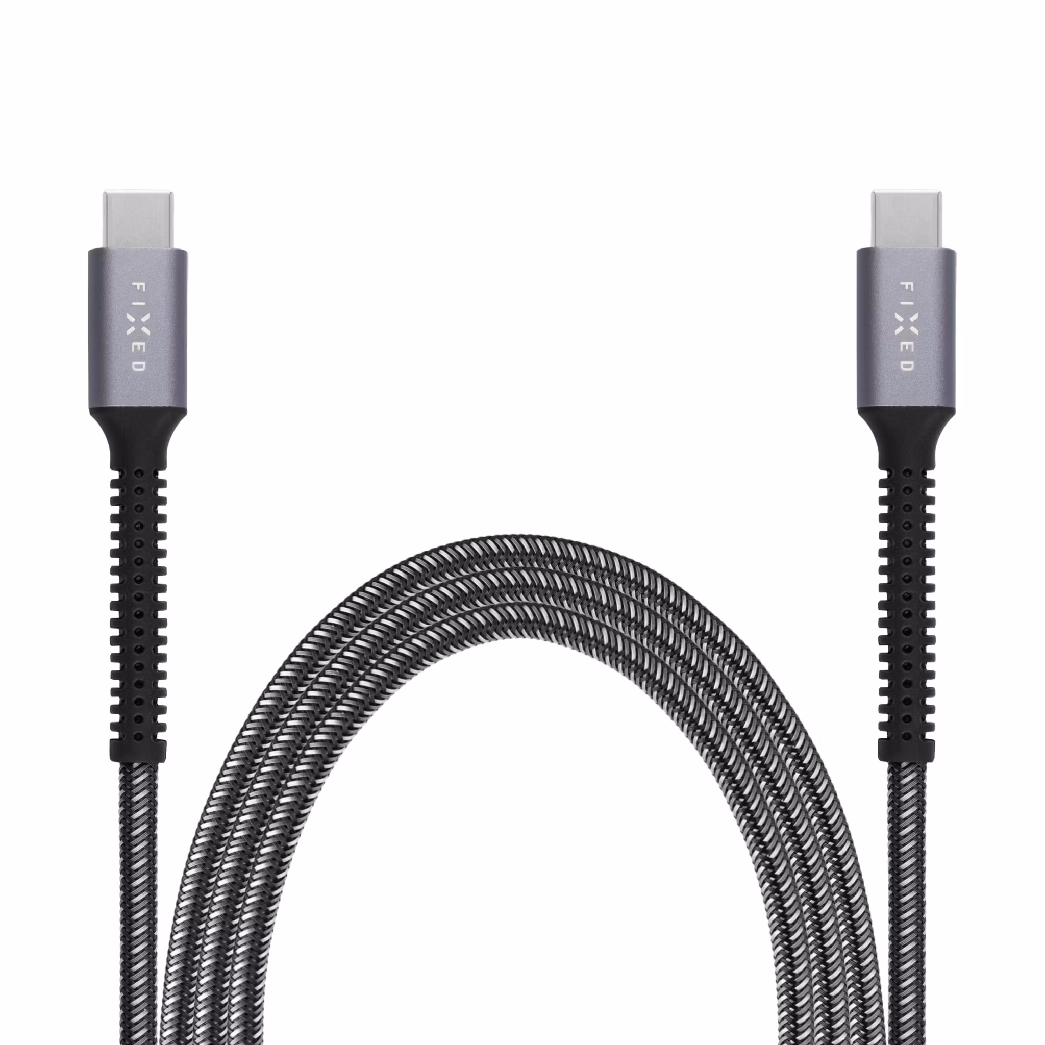 FIXED ARMOR 240W USB-C/C flätad kabel 1.2m Grå