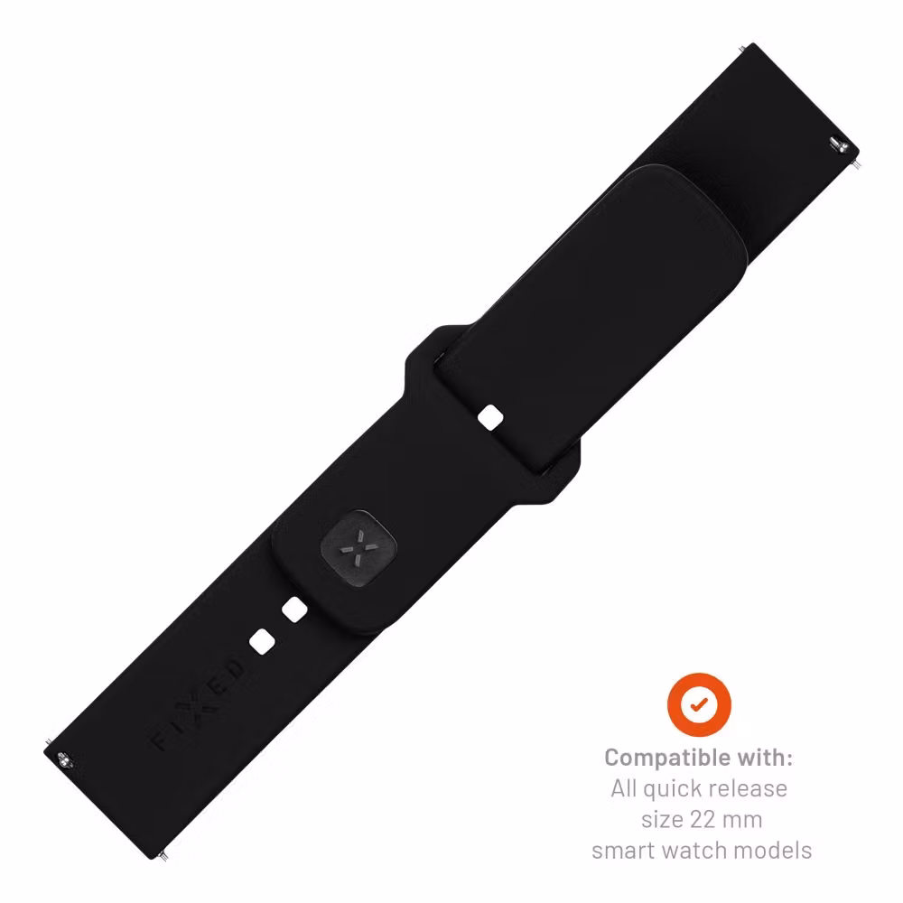FIXED Silikonrem för Smartwatch Universal 22 mm Svart