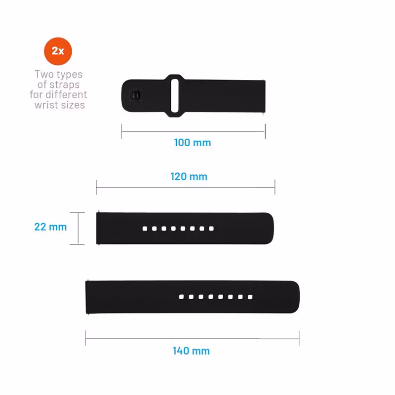 FIXED Silikonrem för Smartwatch Universal 22 mm Svart
