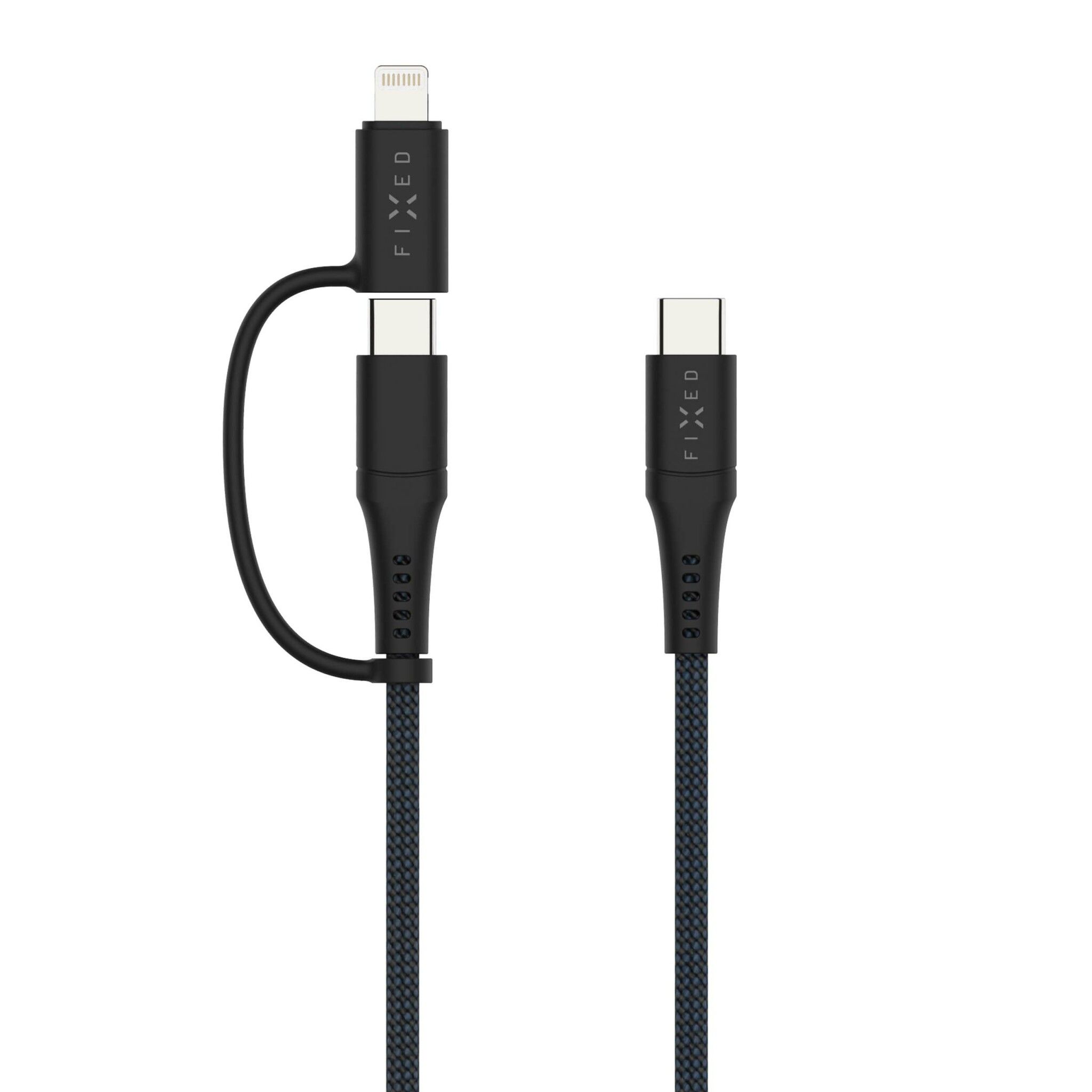 FIXED 2in1 Combo 60W USB-C/Lightning kabel 2m Svart