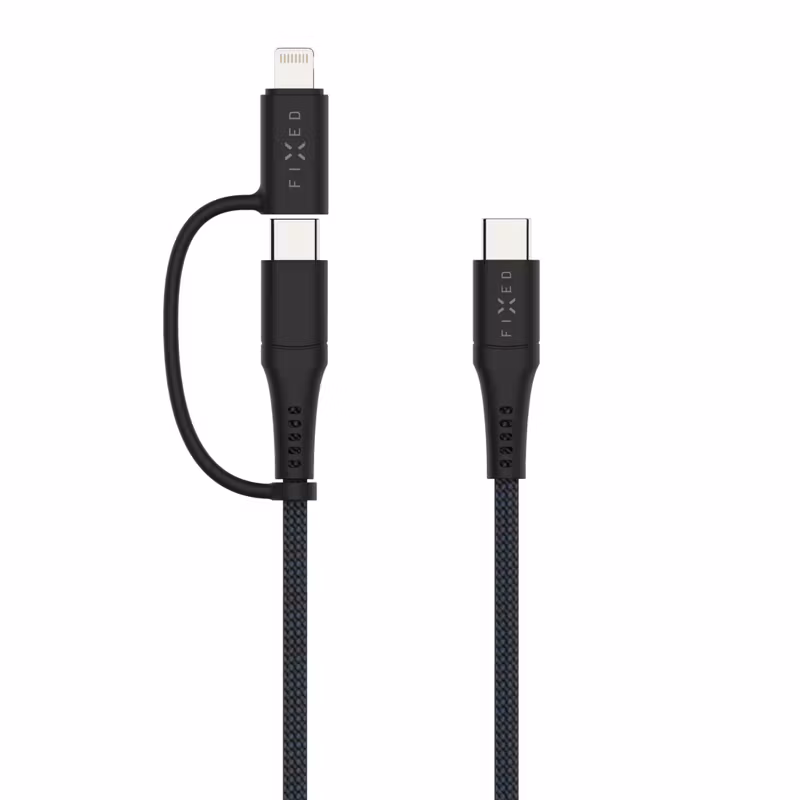FIXED 2in1 Combo 60W USB-C/Lightning kabel 2m Svart
