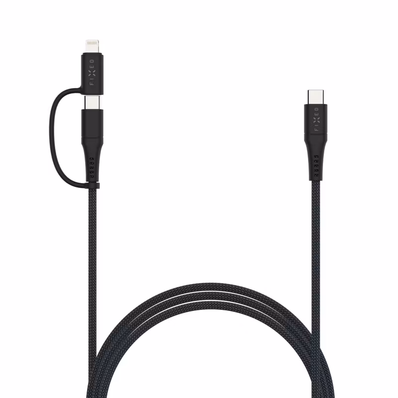 FIXED 2in1 Combo 60W USB-C/Lightning kabel 2m Svart