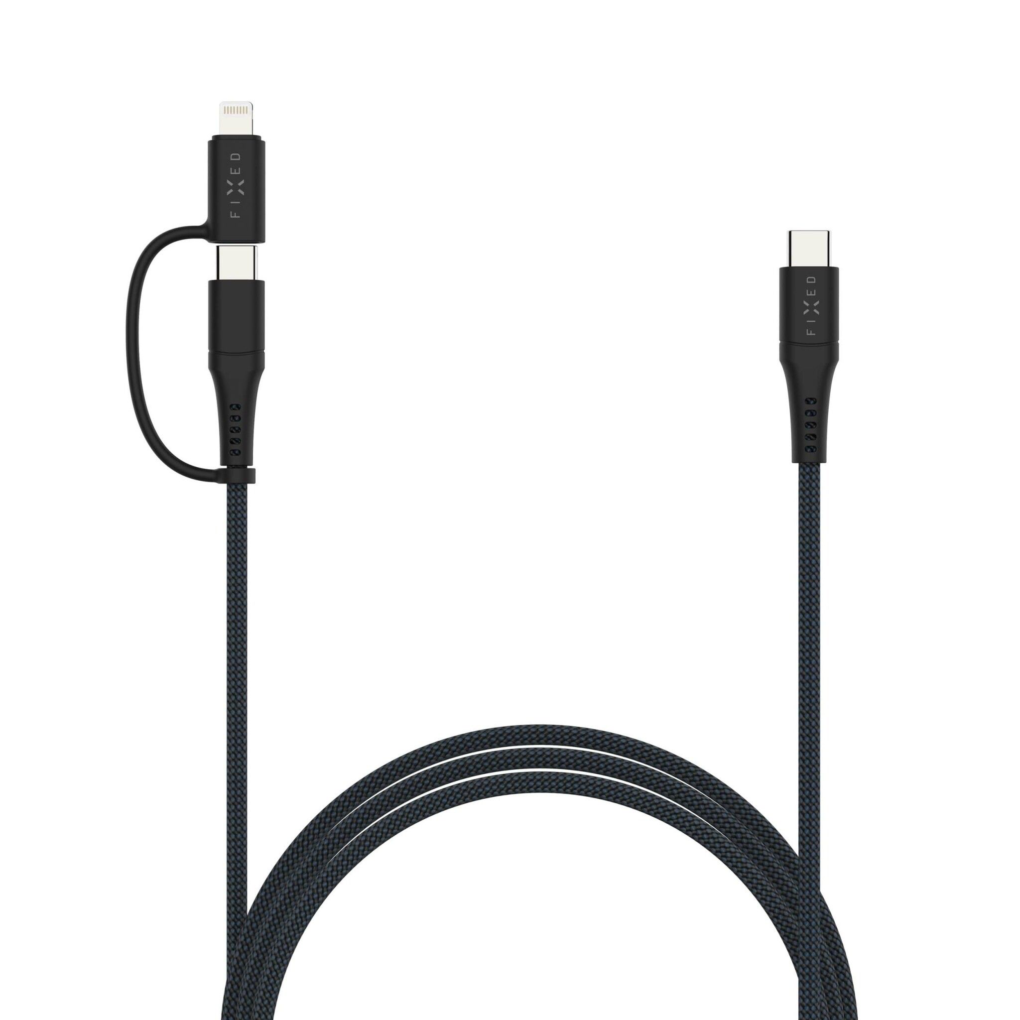 FIXED 2in1 Combo 60W USB-C/Lightning kabel 3m Svart