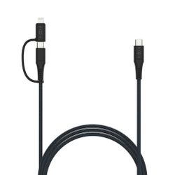 FIXED 2in1 Combo 60W USB-C/Lightning kabel 3m Svart