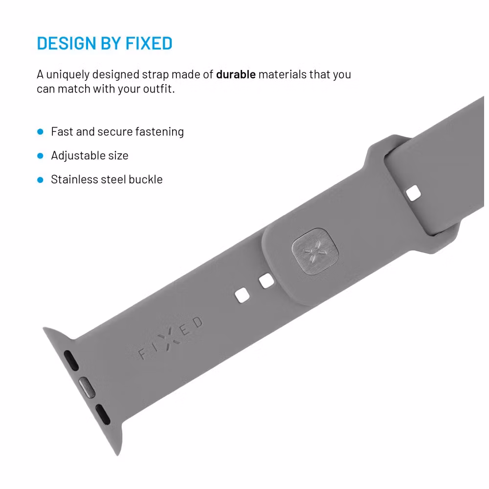 FIXED Sportig silikonrem SET för Apple Watch 42/44/45/46mm Ljusgrå