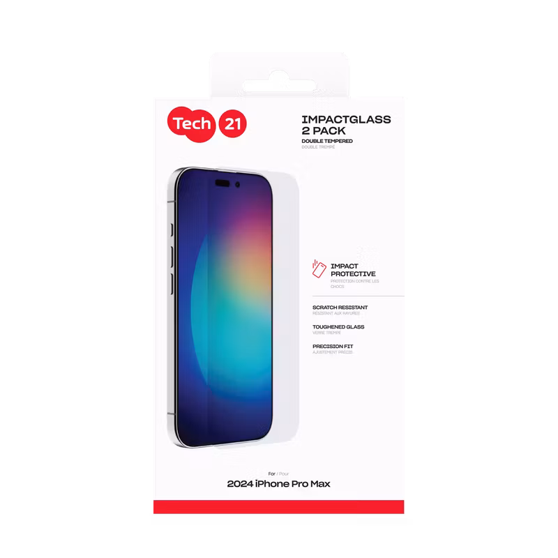 Tech21 Impact Glass 2-pack Extra Strong iPhone 16 Pro Max