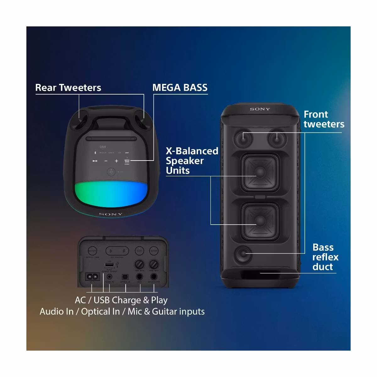 Sony SRS-XV800 partyhögtalare Svart