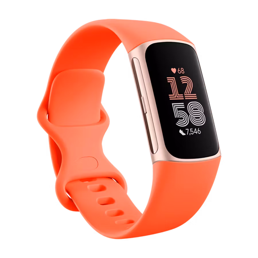 Fitbit Charge 6 aktivitetsarmband Korall/Champagne guld aluminium