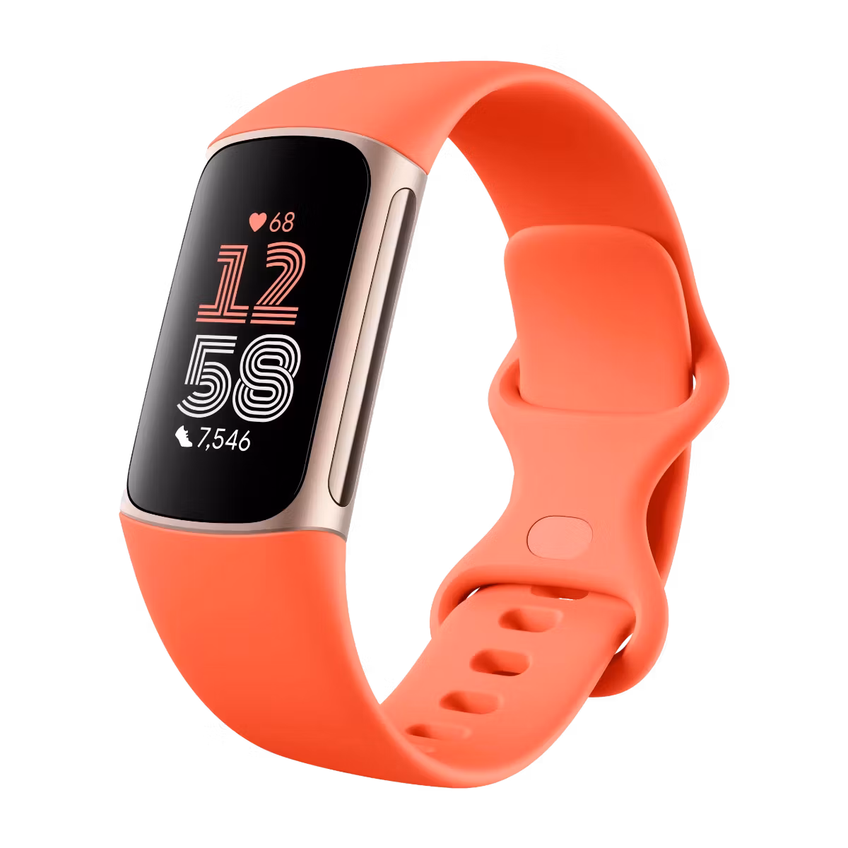 Fitbit Charge 6 aktivitetsarmband Korall/Champagne guld aluminium