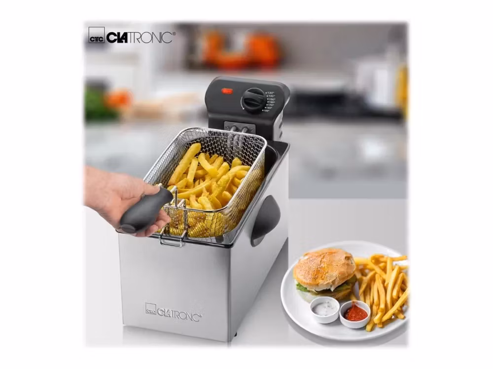 Clatronic FR 3586 Fritös 3 liter rostfritt stål/svart