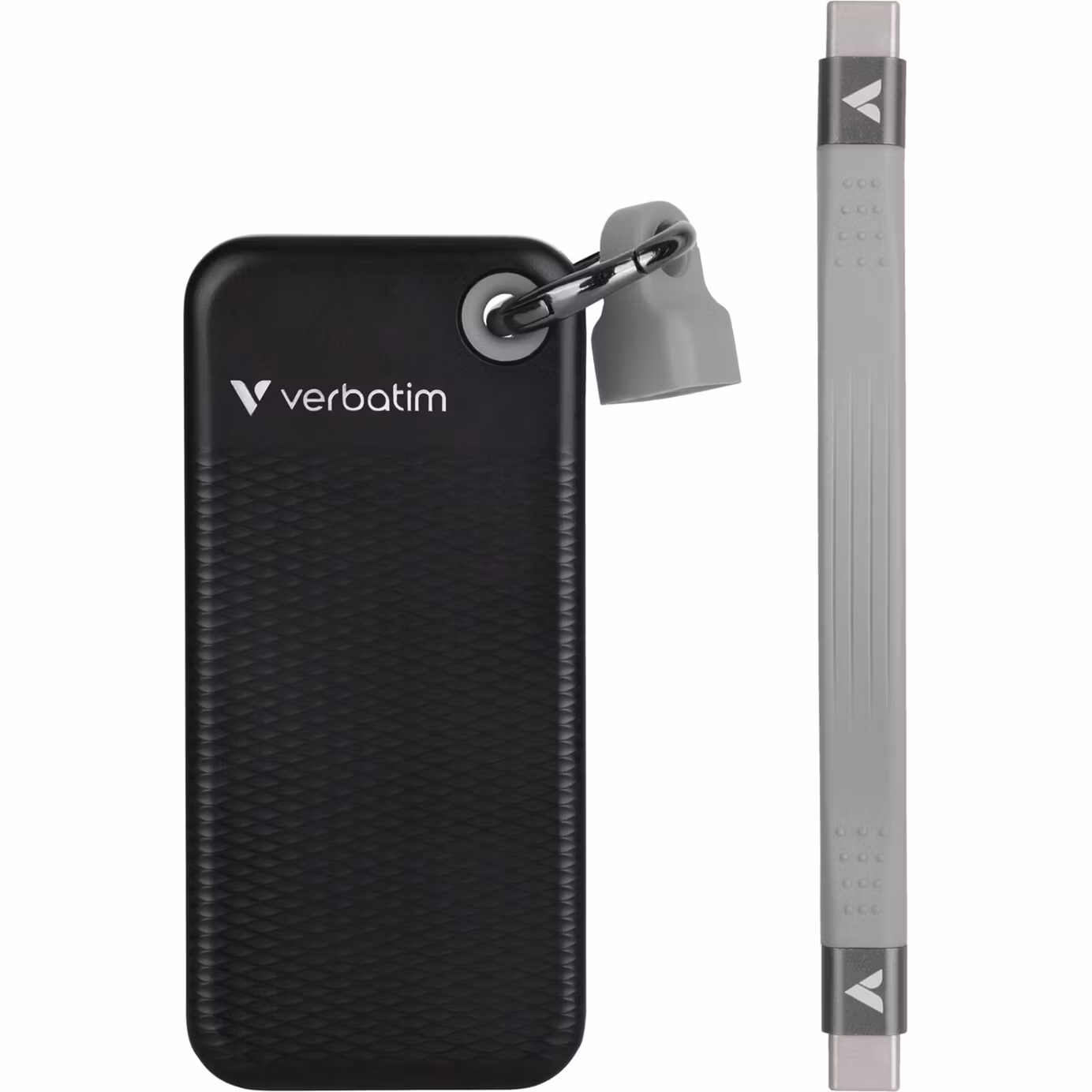 Verbatim Pocket SSD 1 TB, External SSD (black/grey, USB-C 3.2 Gen 2 (10 Gbit/s), with key ring and cable holder)