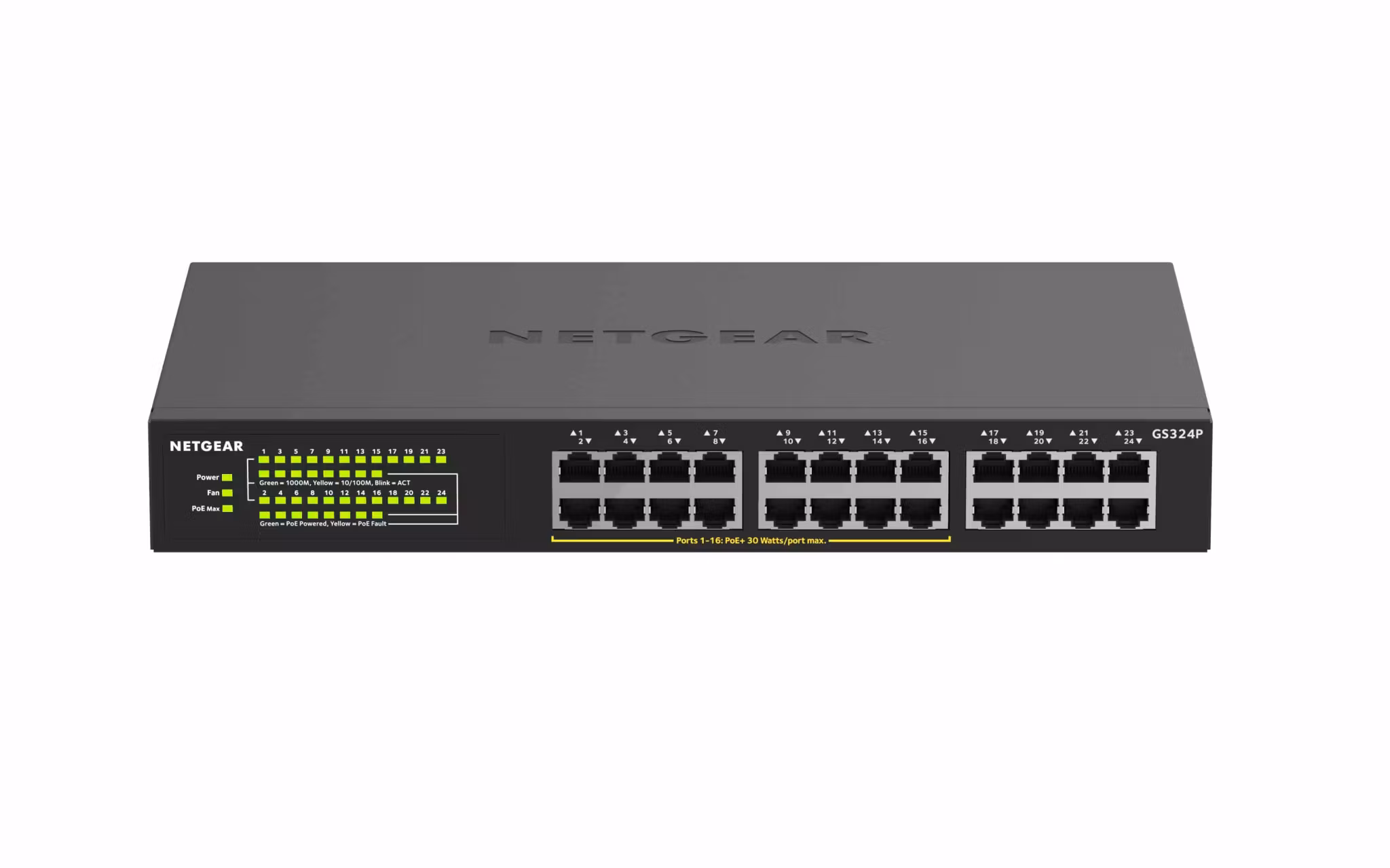 NETGEAR GS324P Unmanaged Gigabit Ethernet (10/100/1000) Power over Ethernet (PoE) 1U Black