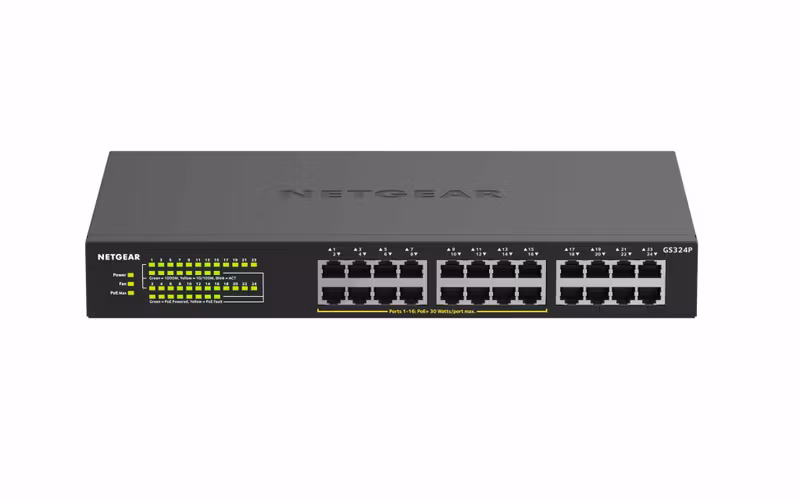 NETGEAR GS324P Unmanaged Gigabit Ethernet (10/100/1000) Power over Ethernet (PoE) 1U Black