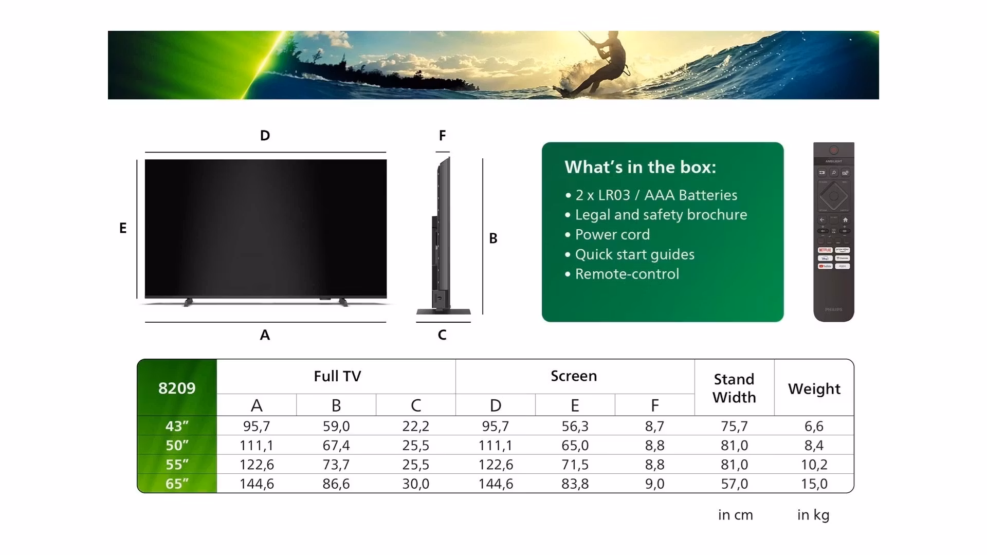 Philips 50PUS8209 50" 4K UHD LED-bakbelyst LCD TV QLED Smart TV