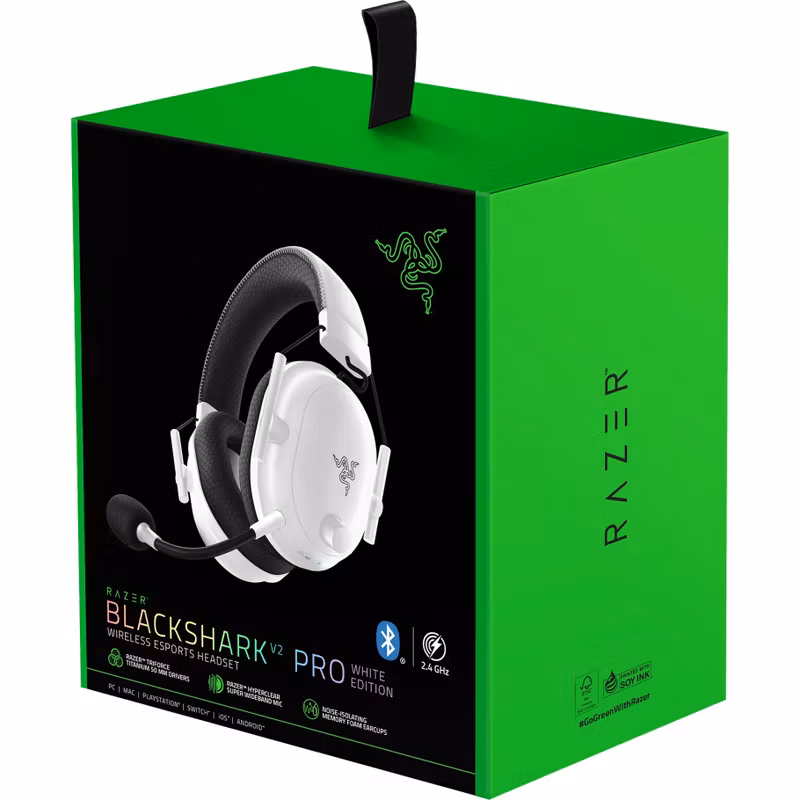 Razer BlackShark V2 Pro 2023, gaming-headset (vit, Bluetooth, 2.4 GHz)
