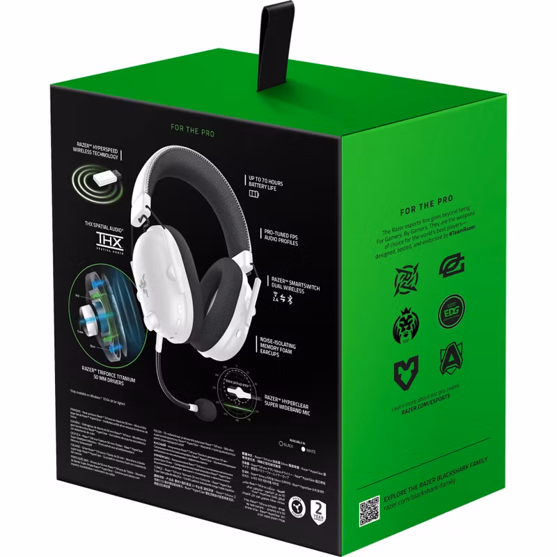 Razer BlackShark V2 Pro 2023, gaming-headset (vit, Bluetooth, 2.4 GHz)